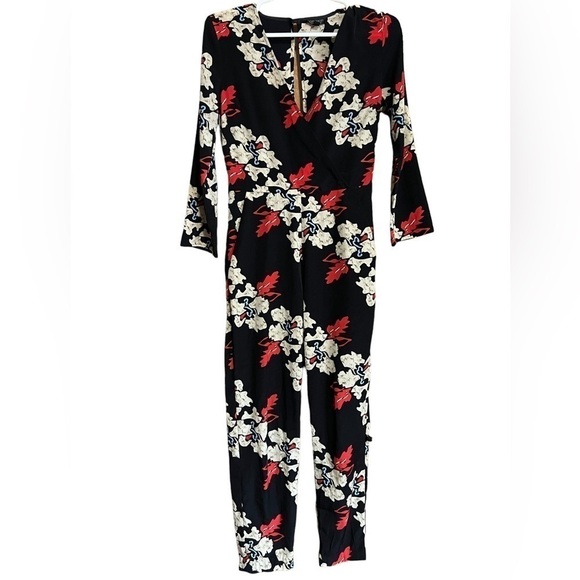 TOP Shop Floral long sleeve Jumpsuit - Picture 1 of 6